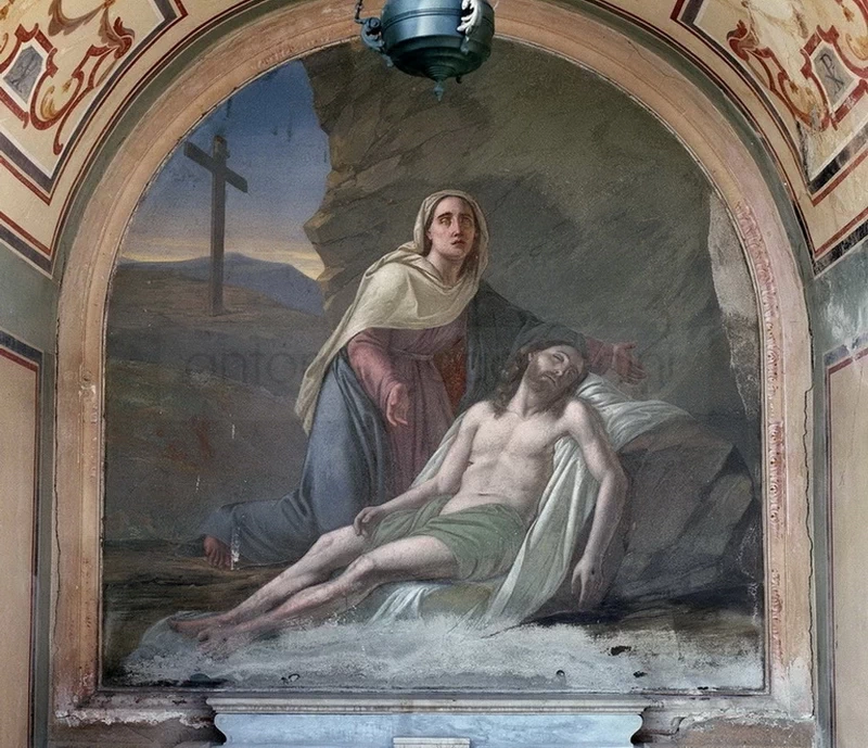 La Pietà - 1877, affresco cm. 185x180, edicola del camposanto, Passirano (BS)